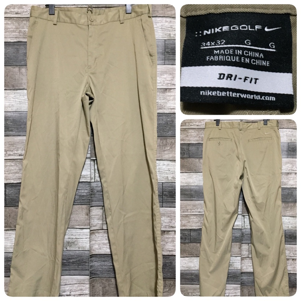 Nike Golf Dri Fit Pants Men’s 34x32 Tan Beige Stretch (Read Desc)